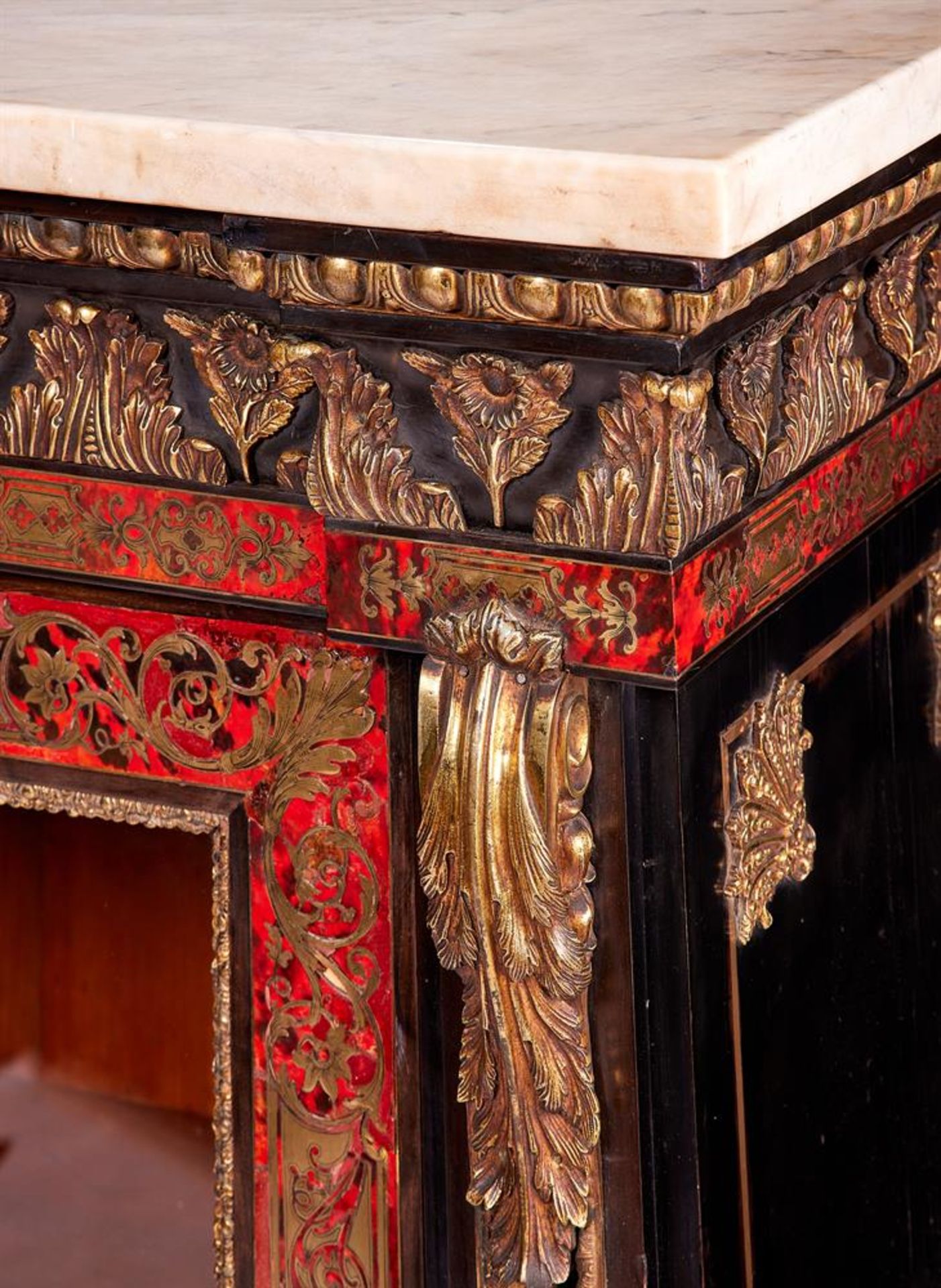 Y A NAPOLEON III EBONISED, ORMOLU MOUNTED, TORTOISESHELL AND BRASS MARQUETRY SIDE CABINET - Image 3 of 4