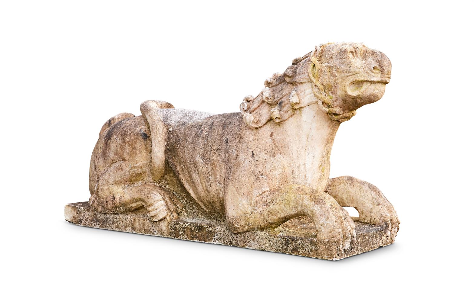 A PAIR OF ITALIAN WHITE MARBLE LIONS IN THE RENAISSANCE STYLE, 18TH CENTURY - Image 3 of 3