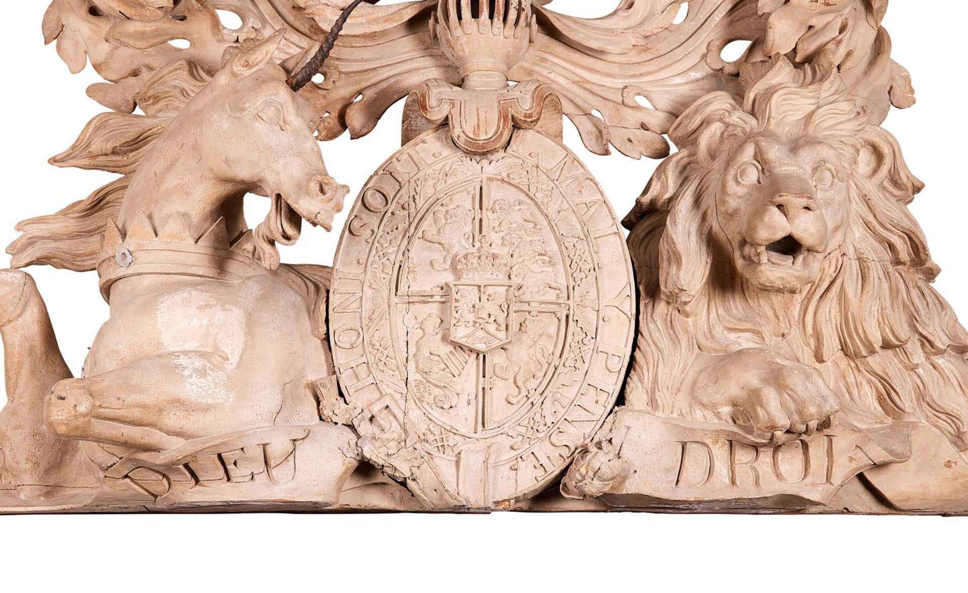 A RARE AND IMPRESSIVE REGENCY CARVED AND PAINTED WOOD SCOTTISH ROYAL COAT OF ARMS BY JOHN STEELL SNR - Image 2 of 10