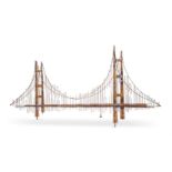 A METAL WALL SCULPTURE OF THE GOLDEN GATE BRIDGE BY CURTIS JERÉ, LATE 20TH CENTURY