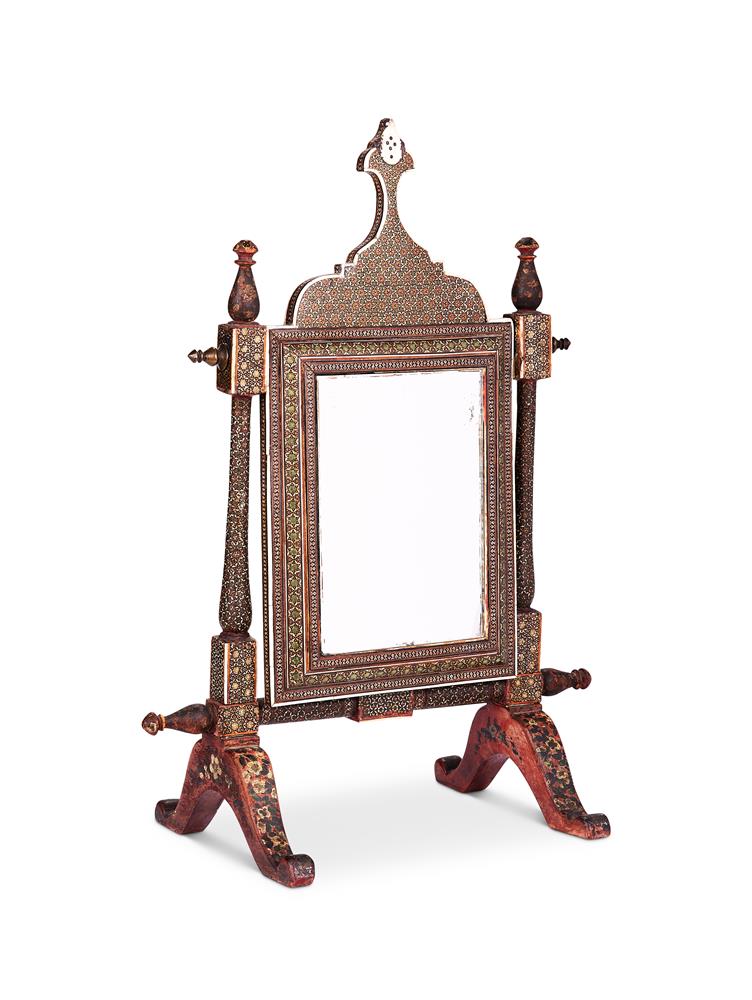 AN INDIAN 'SADELI' INLAID DRESSING MIRROR PROBABLY BOMBAY, MID 19TH CENTURY