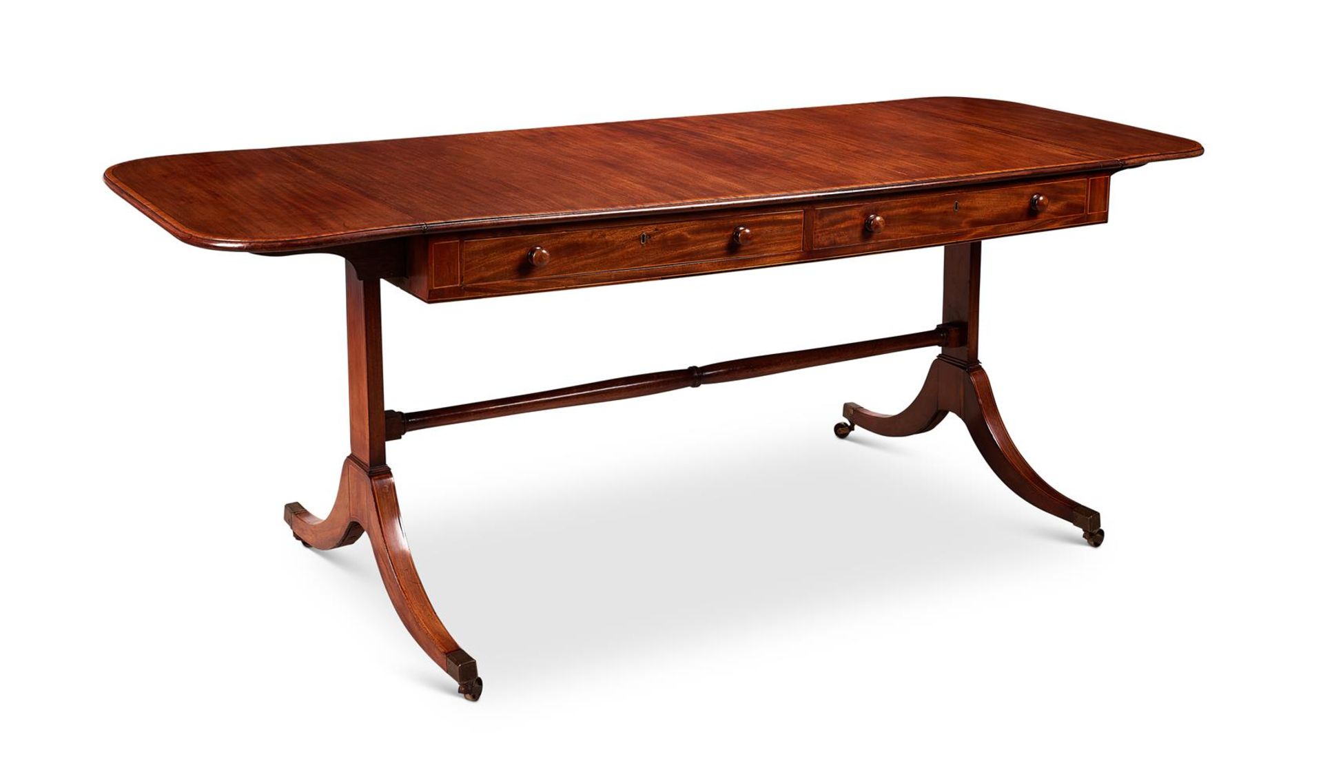 A REGENCY MAHOGANY AND SATINWOOD CROSSBANDED SOFA TABLE, CIRCA 1820 - Bild 2 aus 2