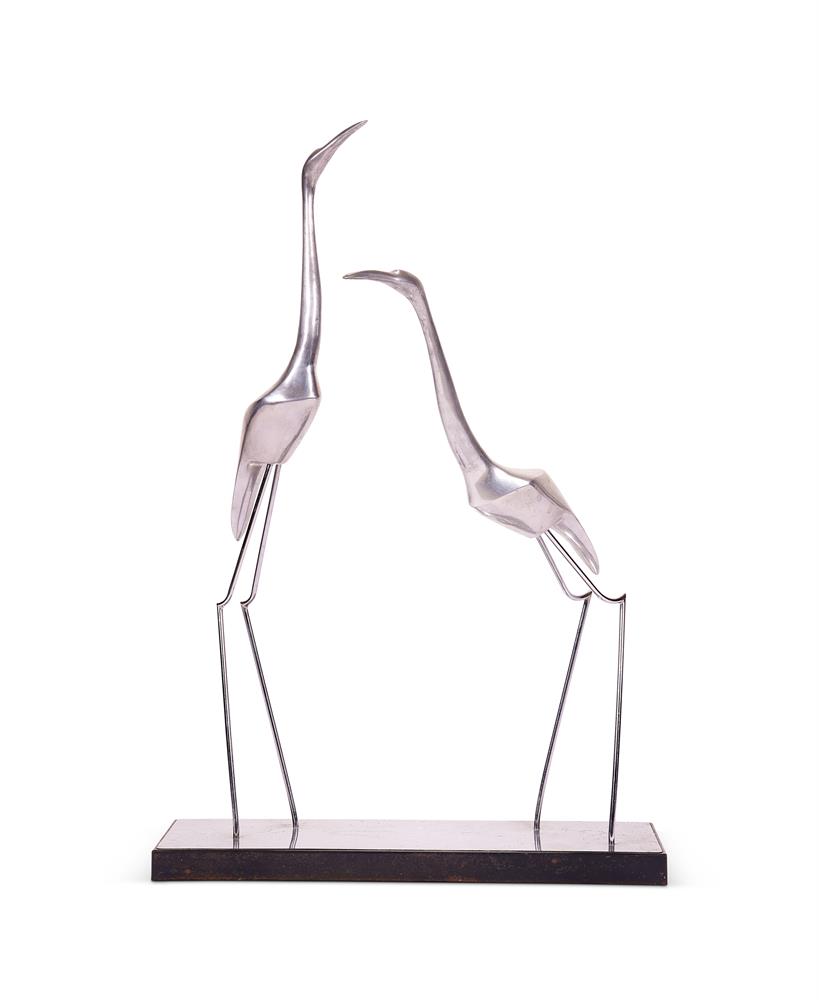 A LARGE SCULPTURE OF TWO CRANES BY CURTIS JERÉ, LATE 20TH CENTURY