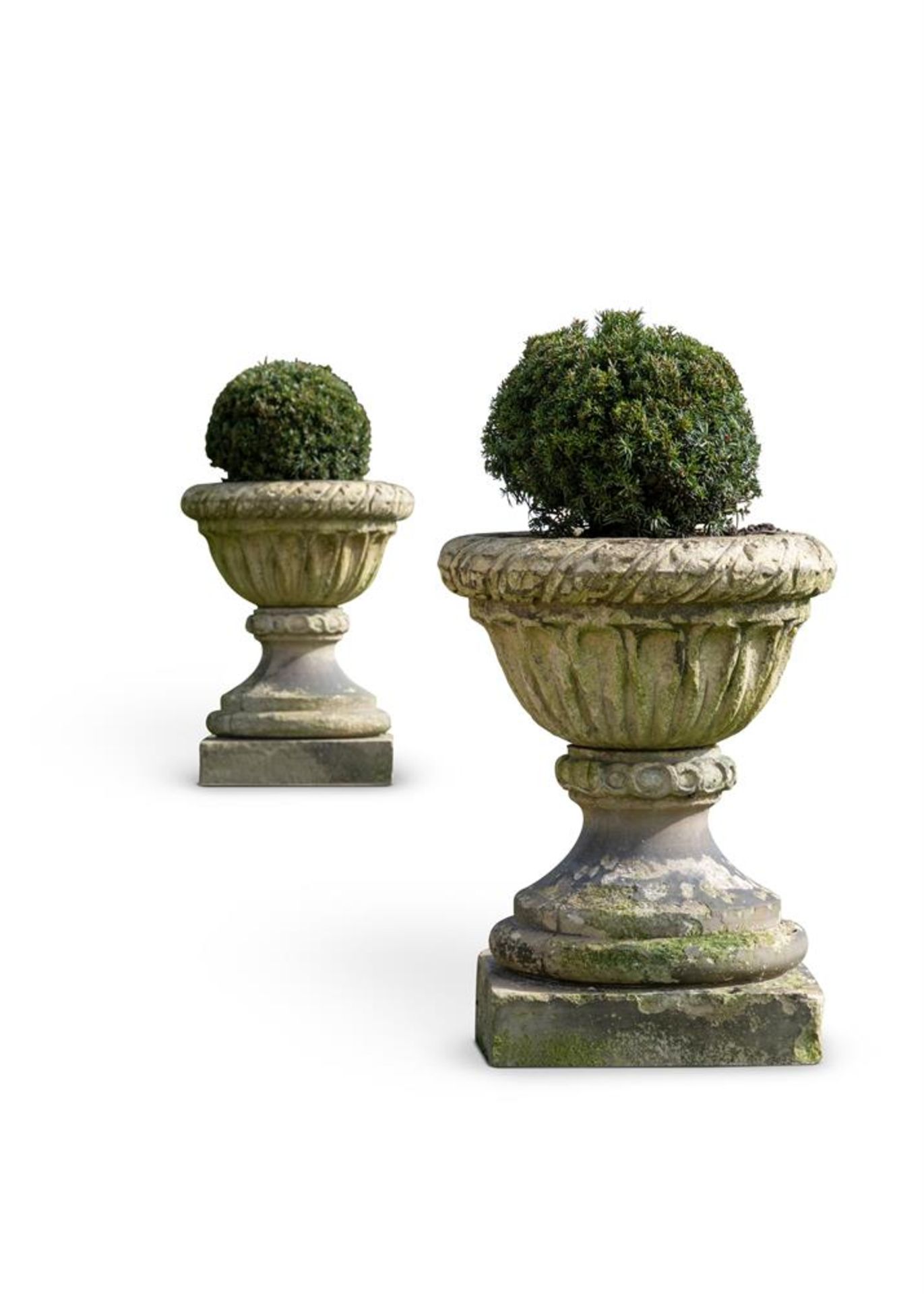 A PAIR OF CAST STONE PLANTERS, LATE 19TH CENTURY