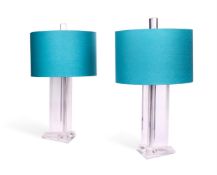A PAIR OF LUCITE TABLE LAMPS, LATE 20TH CENTURY
