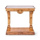 A CONTINENTAL CARVED GILTWOOD AND COMPOSITION CONSOLE TABLE, EARLY 19TH CENTURY