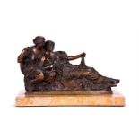 AFTER THE ANTIQUE, A BRONZE FIGURAL GROUP OF CLOTHO AND ATROPOS, MID 19TH CENTURY