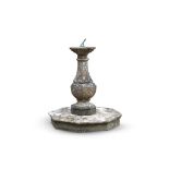 AN OCTAGONAL HAMSTONE SUNDIAL PEDESTAL, 18TH CENTURY