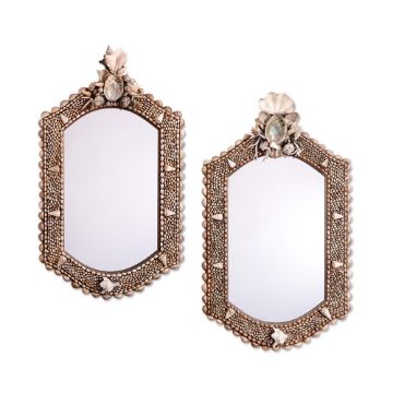 A PAIR OF LARGE SHELL ENCRUSTED MIRRORS ATTRIBUTED TO ANTHONY REDMILE FOR ERTE, 20TH CENTURY