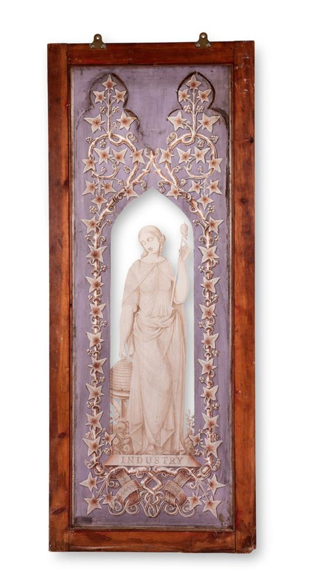 A PAIR OF VICTORIAN STAINED AND ETCHED GLASS WINDOWS, SECOND HALF 19TH CENTURY - Bild 2 aus 3