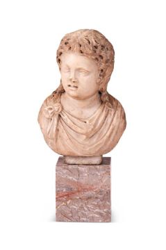 A CARVED MARBLE BUST OF A YOUNG BOY IN THE 2ND CENTURY ROMAN MANNER, POSSIBLY ITALIAN GRAND TOUR