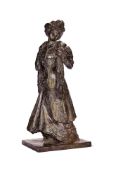 GABRIEL JEAN PAUL MOREAU-VAUTHIER (1871-1936), A BRONZE FIGURE OF AN ELEGANT EDWARDIAN LADY