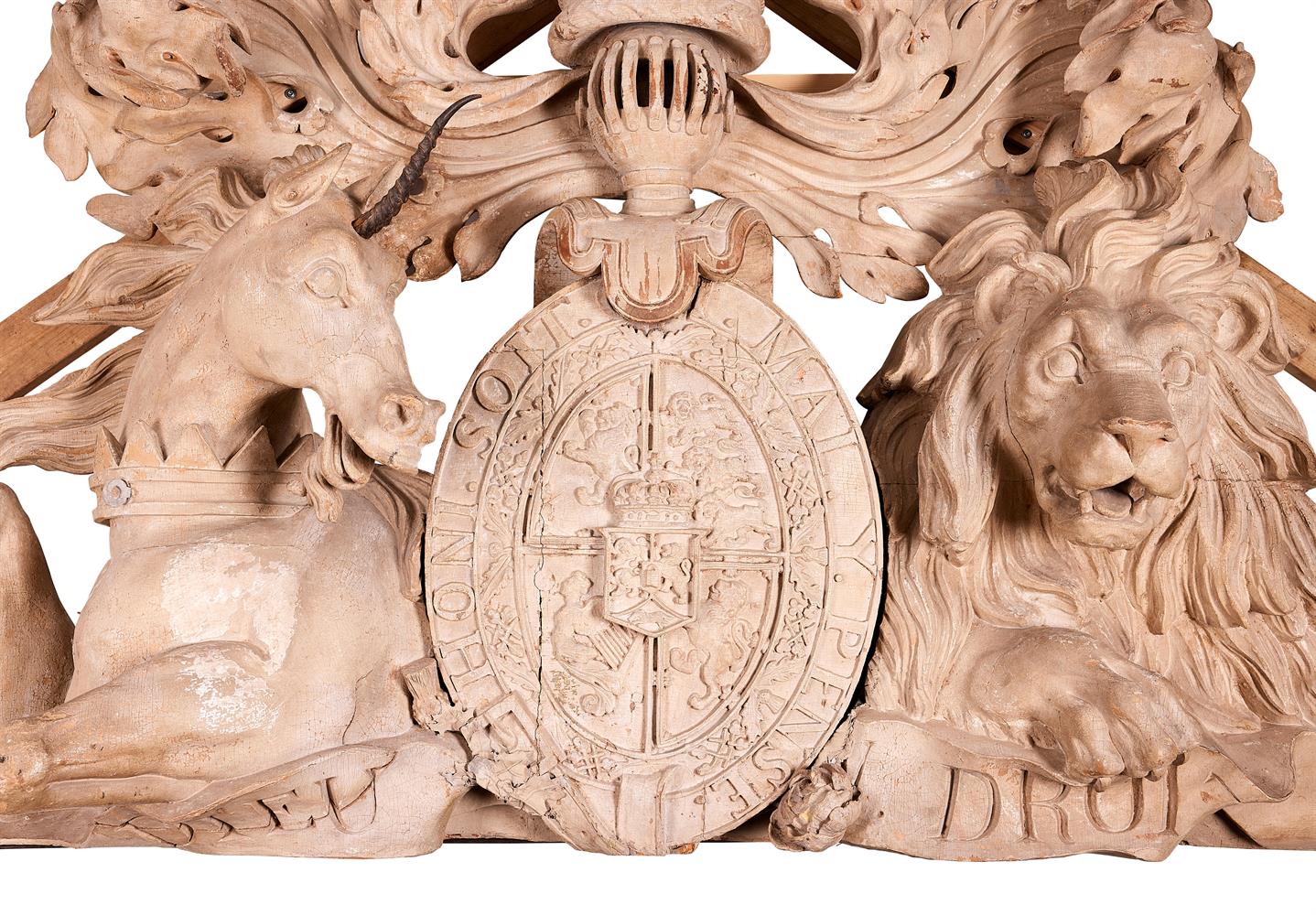 A RARE AND IMPRESSIVE REGENCY CARVED AND PAINTED WOOD SCOTTISH ROYAL COAT OF ARMS BY JOHN STEELL SNR - Image 7 of 7