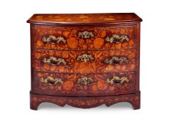 A DUTCH WALNUT AND FLORAL MARQUETRY COMMODE, EARLY 19TH CENTURY