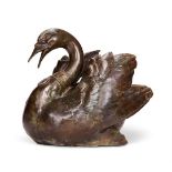 A PETITE BRONZE FOUNTAIN IN THE FORM OF A SWAN, MODERN