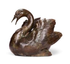 A PETITE BRONZE FOUNTAIN IN THE FORM OF A SWAN, MODERN