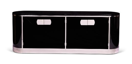 A BLACK LACQUER AND NICKEL SIDE CABINETBY MASTERCRAFT, CIRCA 1965