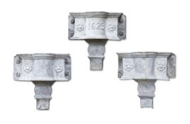 A GROUP OF THREE LEAD HOPPERS ONE, DATED 1623