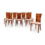 A SET OF EIGHT COCONUT SHELL VENEERED DINING CHAIRS, CIRCA 1985