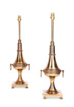 A PAIR OF FRENCH BRASS TABLE LAMPS, EARLY 20TH CENTURY