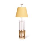 A LARGE BRASS TABLE LAMP IN THE MANNER OF TOMMI PARZINGER FOR STIFFEL, MID 20TH CENTURY