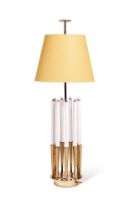 A LARGE BRASS TABLE LAMP IN THE MANNER OF TOMMI PARZINGER FOR STIFFEL, MID 20TH CENTURY