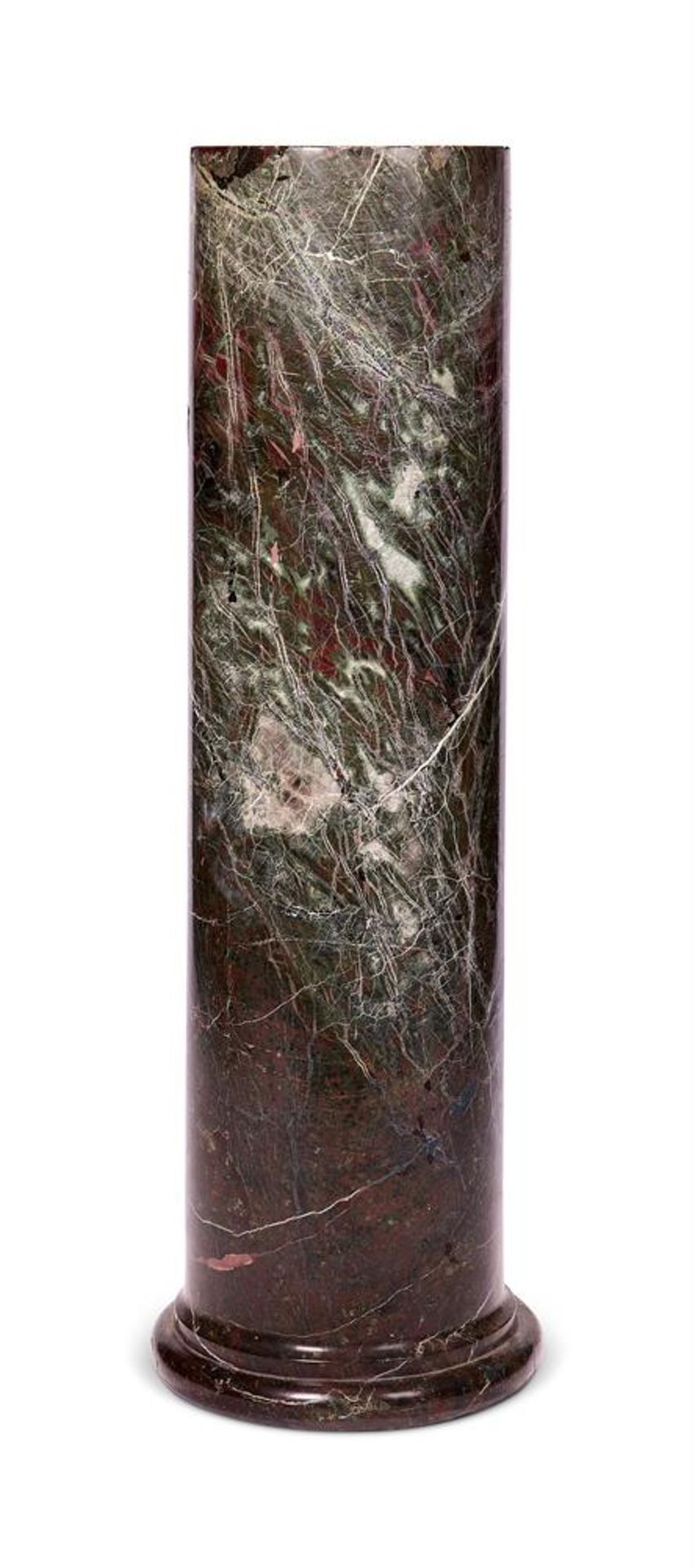 A LARGE SERPENTINE MARBLE PEDESTAL COLUMN, 19TH CENTURY