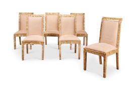 A SET OF SIX AMERICAN CRUSHED OYSTER SHELL VENEERED DINING CHAIRS, CIRCA 1985