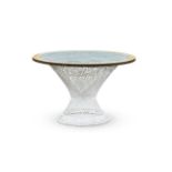 A MOROCCAN MOSAIC AND WHITE PAINTED SPUN ALUMINIUM CENTRE TABLE, 1960s