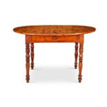 A REGENCY BURR ASH CENTRE TABLE, EARLY 19TH CENTURY