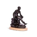 AFTER THE ANTIQUE, A BRONZE FIGURE OF THE SEATED MERCURY, LATE 19TH CENTURY