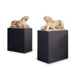 A PAIR OF ITALIAN WHITE MARBLE LIONS IN THE RENAISSANCE STYLE, 18TH CENTURY