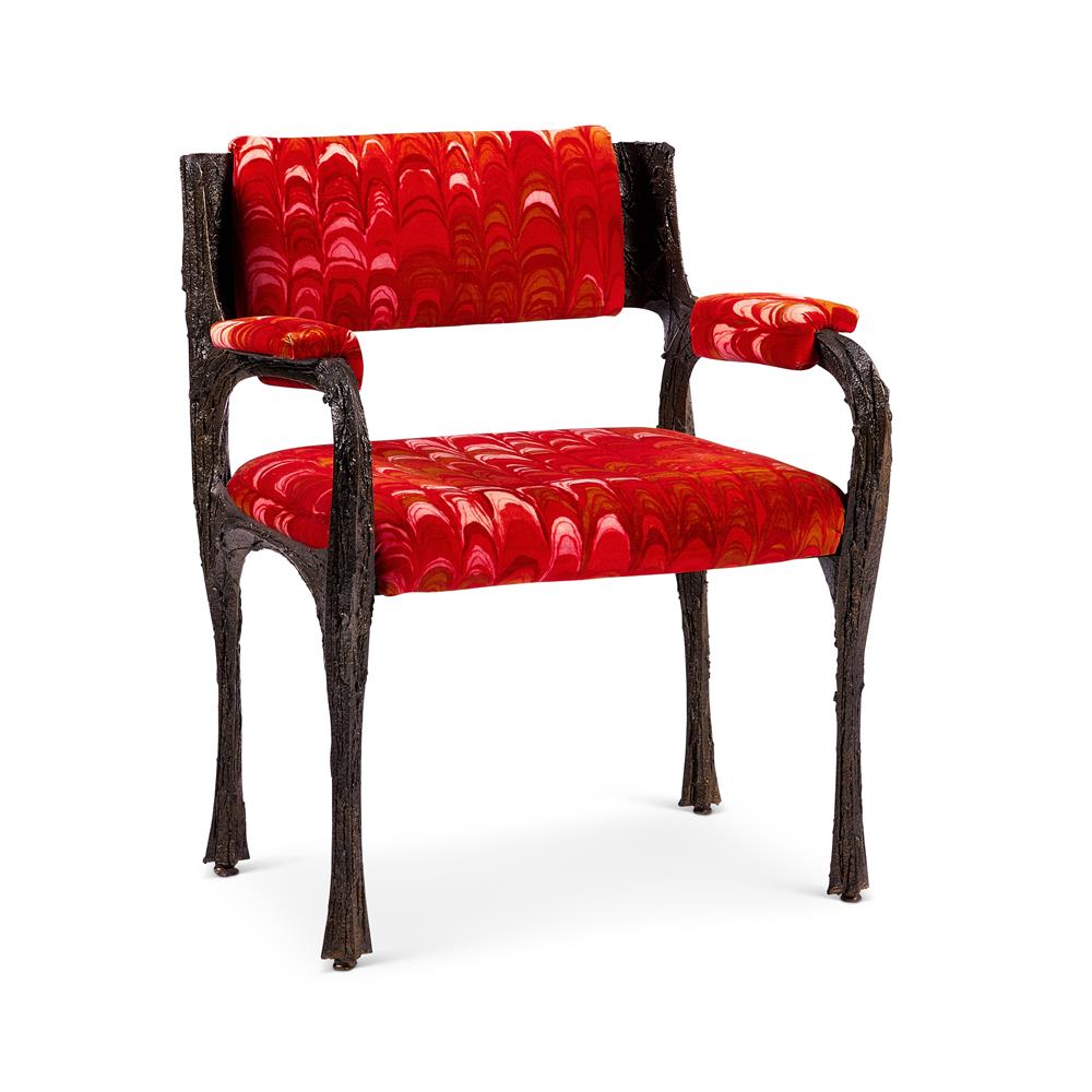 PAUL EVANS (1931-1987), A BRONZE RESIN AND UPHOLSTERED ARMCHAIR - Image 2 of 3