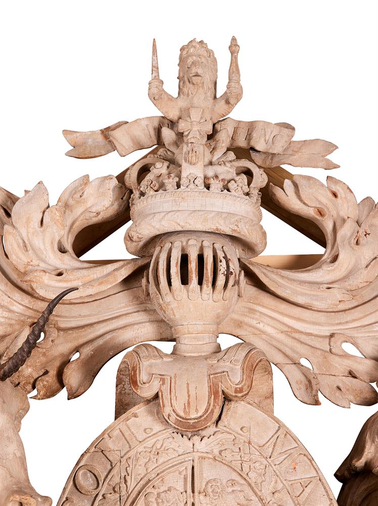 A RARE AND IMPRESSIVE REGENCY CARVED AND PAINTED WOOD SCOTTISH ROYAL COAT OF ARMS BY JOHN STEELL SNR - Image 6 of 7