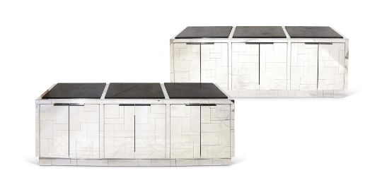 PAUL EVANS (1931-1987), A PAIR OF CHROMIUM POLISHED STEEL SIDE CABINETS, CIRCA 1970