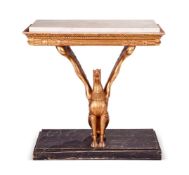 A SWEDISH EMPIRE CARVED GILTWOOD AND COMPOSITION CONSOLE TABLE, EARLY 19TH CENTURY