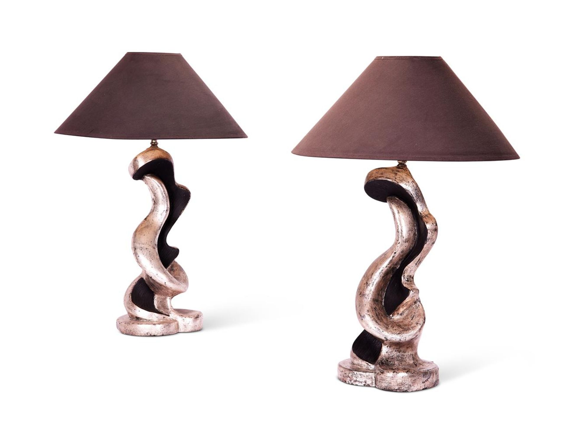 A PAIR OF BIOMORPHIC PLASTER LAMPS, MID 20TH CENTURY