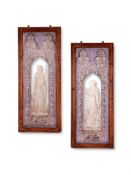 A PAIR OF VICTORIAN STAINED AND ETCHED GLASS WINDOWS, SECOND HALF 19TH CENTURY