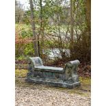 AFTER THE ITALIAN ANTIQUE, A VERDIGRIS PATINATED BRONZE BENCH LATE 20TH CENTURY