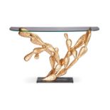 λ ALAIN CHERVET (BORN 1944), A GILT BRASS 'CACTUS' CONSOLE TABLE, 1996