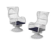 A PAIR OF WHITE PAINTED SPUN RESIN ARMCHAIRS, 1960s
