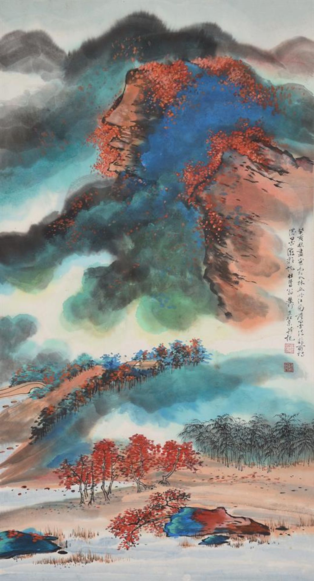 A CHINESE WATERCOLOUR SCROLL PAINTING, 20TH CENTURY
