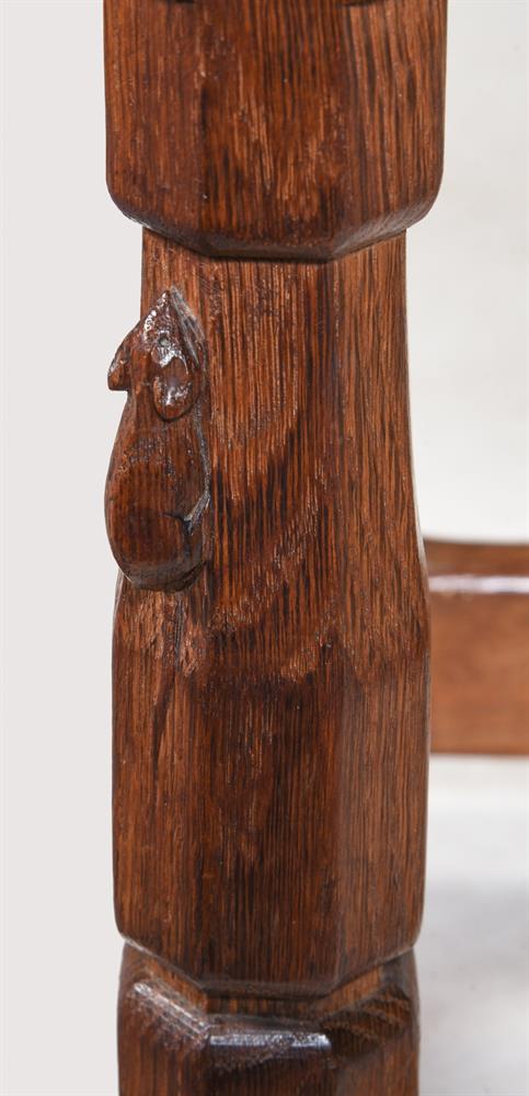 AN OAK AND POLLARD OAK STOOL, IN THE MANNER OF ROBERT 'MOUSEMAN' THOMPSON - Image 2 of 3