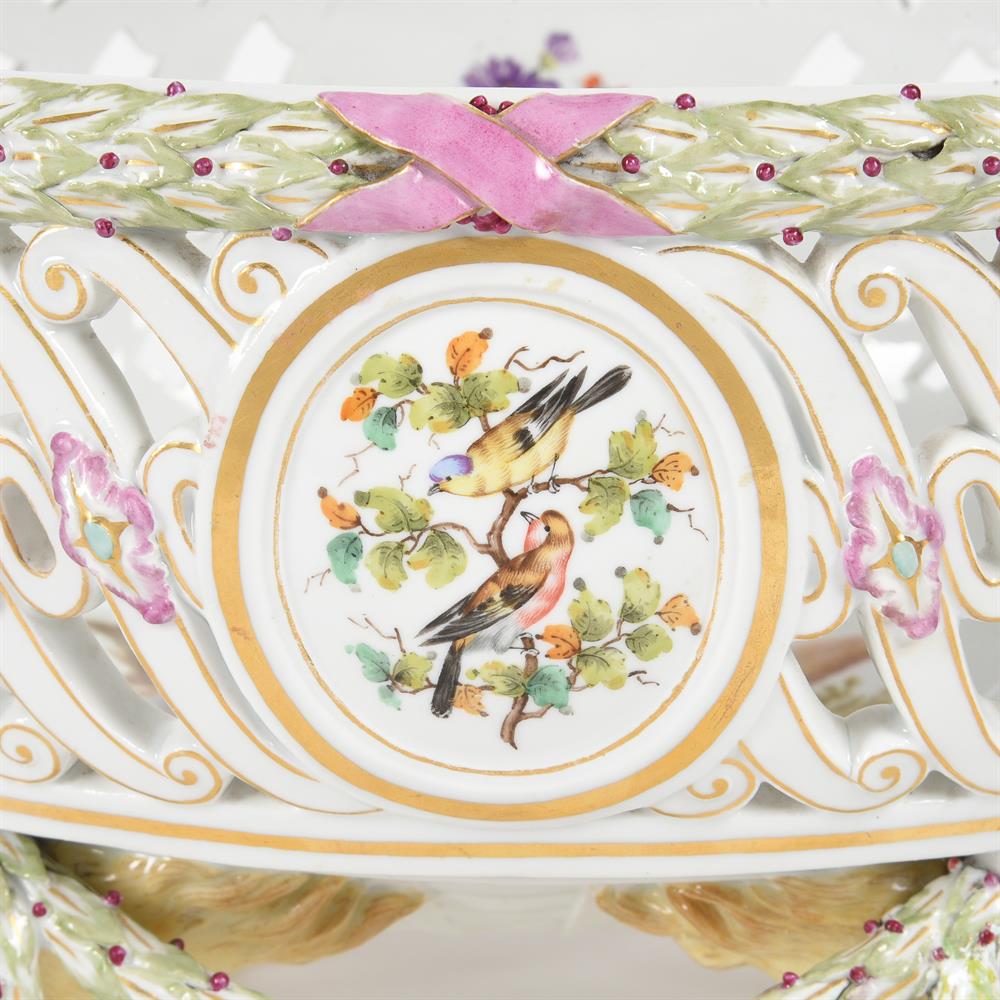 A MEISSEN PORCELAIN TWO-HANDLED PIERCED CENTRE BASKET, LATE 19TH CENTURY - Image 3 of 5