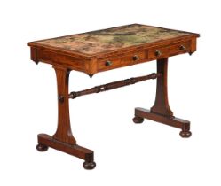 A GEORGE IV MAHOGANY AND INLAID CENTRE WRITING TABLE, CIRCA 1830