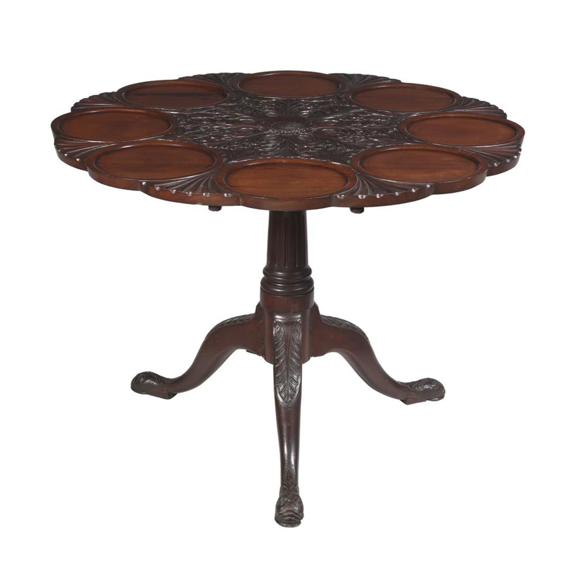 A CARVED MAHOGANY SUPPER TRIPOD TABLE, IN GEORGE II IRISH STYLE - Image 2 of 3