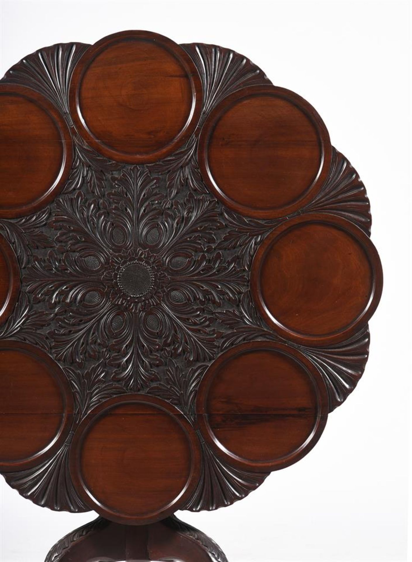 A CARVED MAHOGANY SUPPER TRIPOD TABLE, IN GEORGE II IRISH STYLE - Image 3 of 3