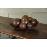 A TURNED WOOD, PROBABLY WALNUT, BOWL OR PLATTER, 18TH CENTURY