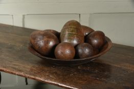 A TURNED WOOD, PROBABLY WALNUT, BOWL OR PLATTER, 18TH CENTURY