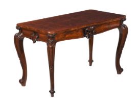 A VICTORIAN FIGURED WALNUT SIDE OR CENTRE TABLE, MID 19TH CENTURY